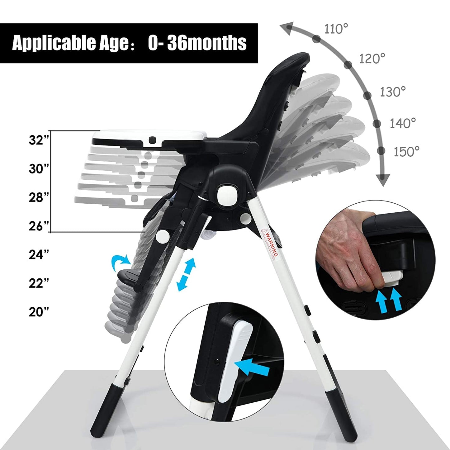 4-in-1 High Chair with Adjustable Height and Recline