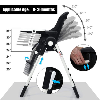 4-in-1 High Chair with Adjustable Height and Recline