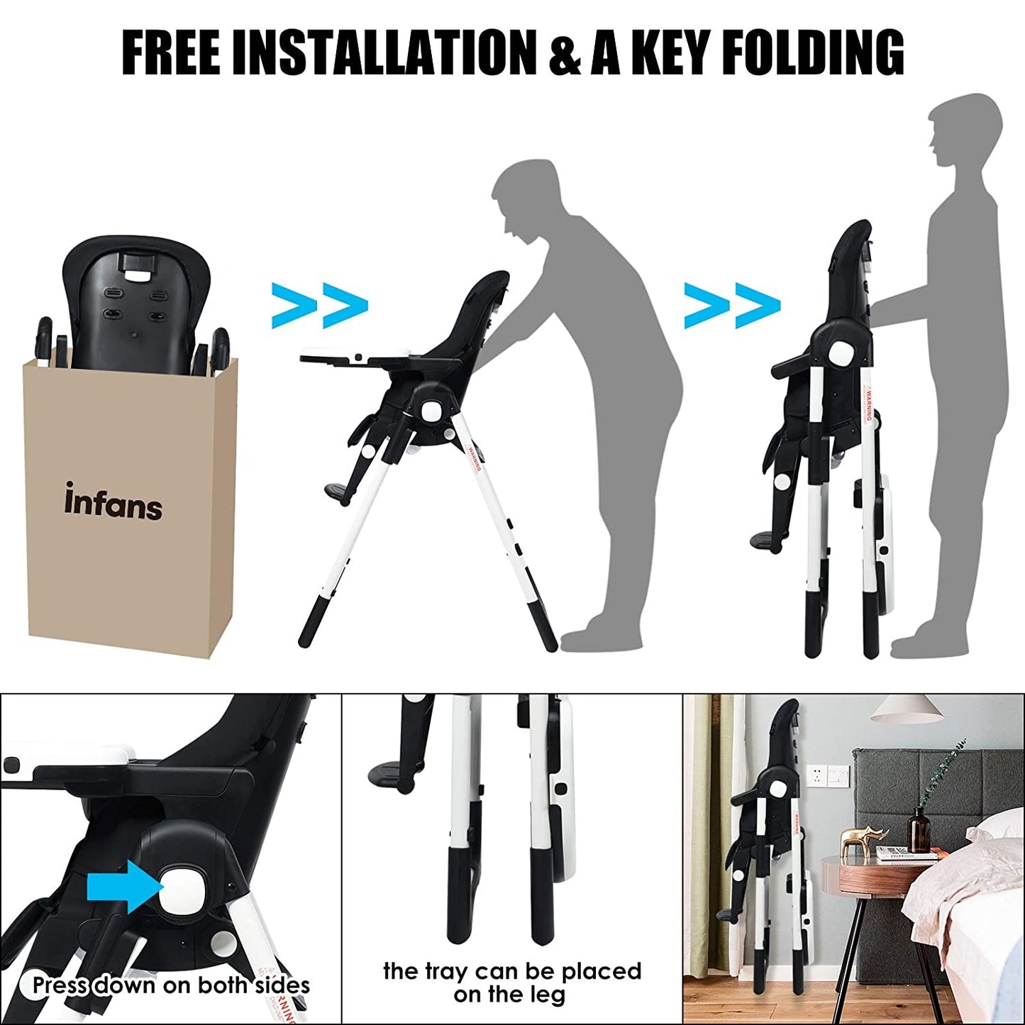 4-in-1 High Chair with Adjustable Height and Recline