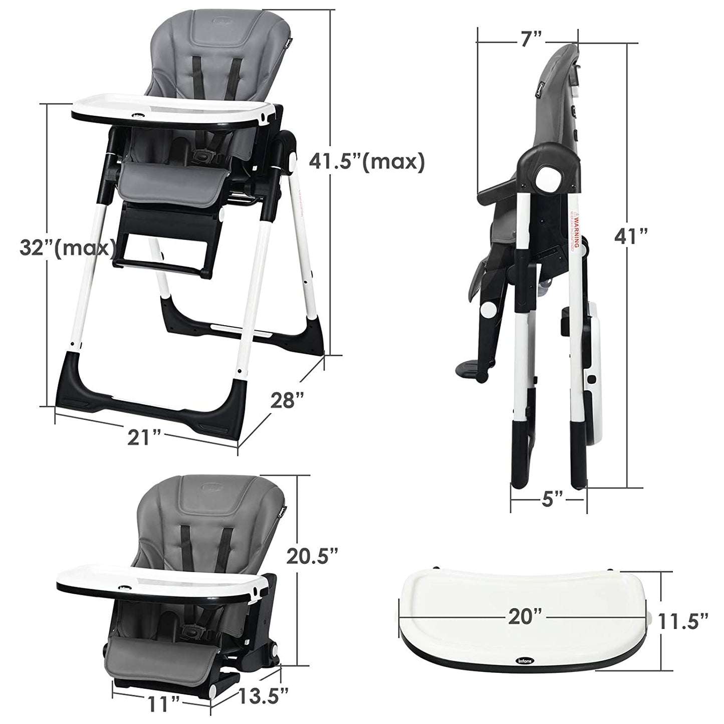 4-in-1 High Chair with Adjustable Height and Recline