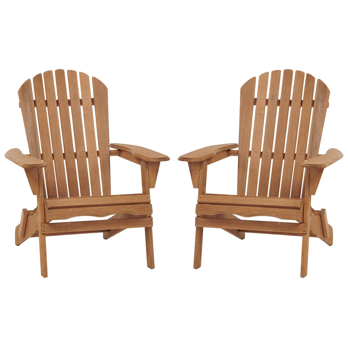Folding Adirondack Chairs Set of 2 - Hemlock Wood Outdoor Seating