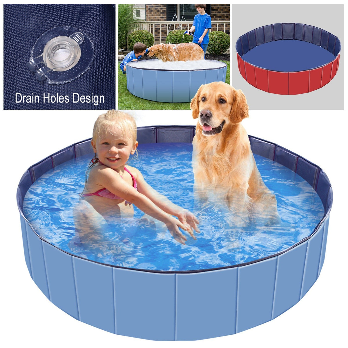 Foldable Pet Swimming Pool PVC Kiddie Baby Dog Swim Pool Bathing Tub Playmat Kids Pools