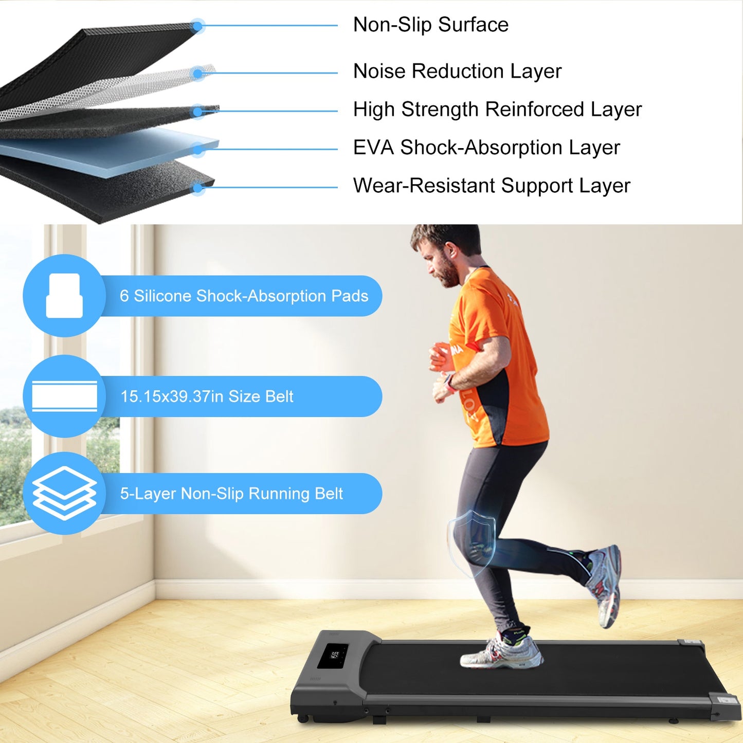 Under Desk Folding Treadmill with Remote and App Control