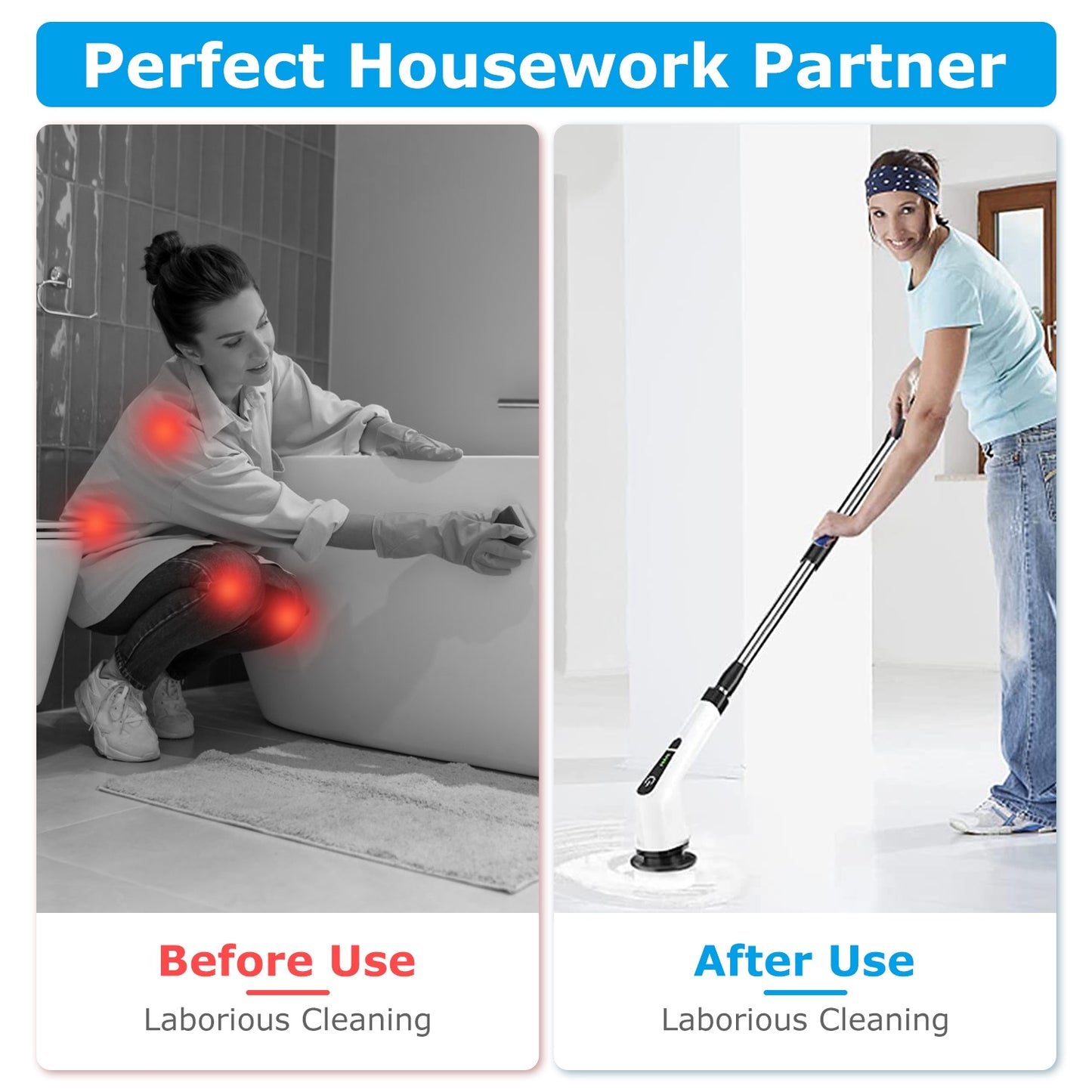 Electric Spin Scrubber with 8 Brush Heads & Telescopic Arm