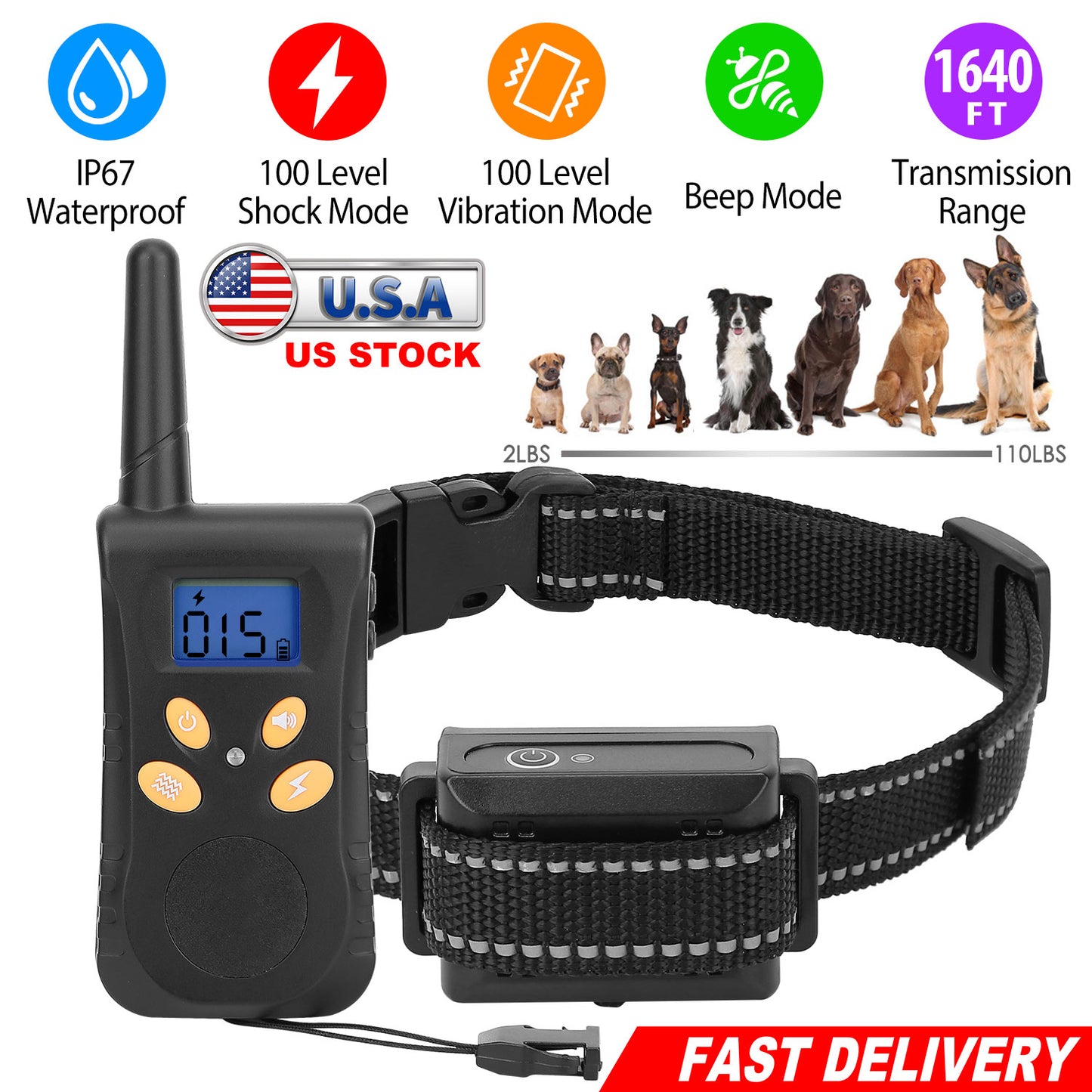 Dog Training Collar with Remote - IPX7 Waterproof, 1640ft Range