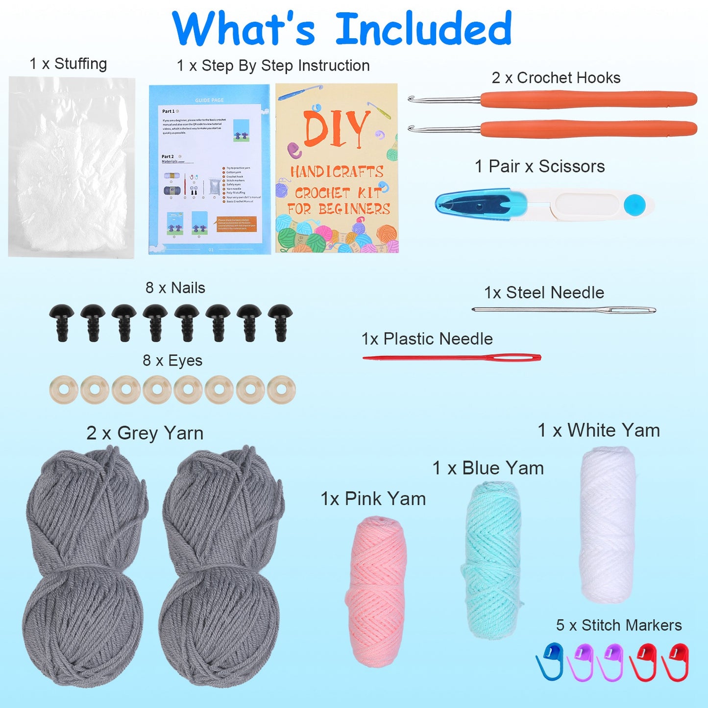 Elephant Crochet Kit for Beginners with Video Tutorials