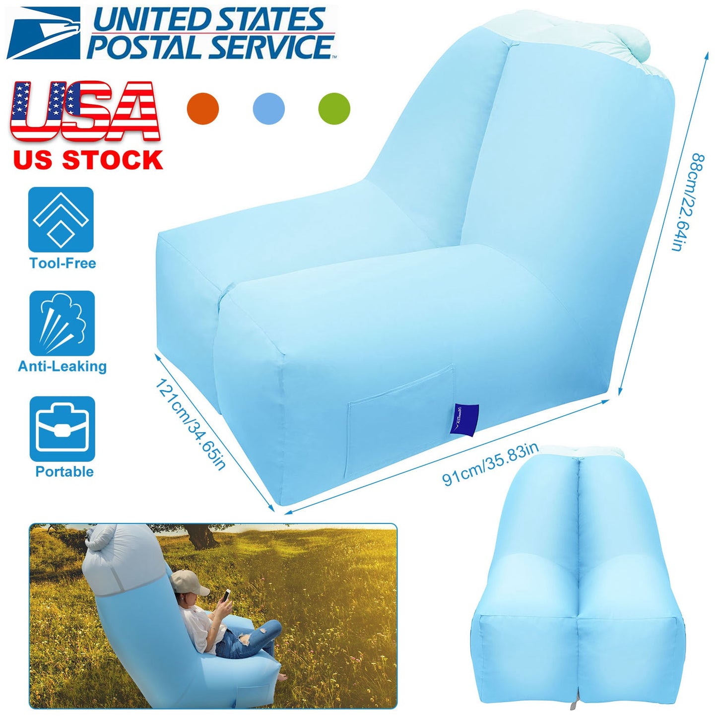Inflatable Lounger Air Sofa with Carry Bag - Waterproof