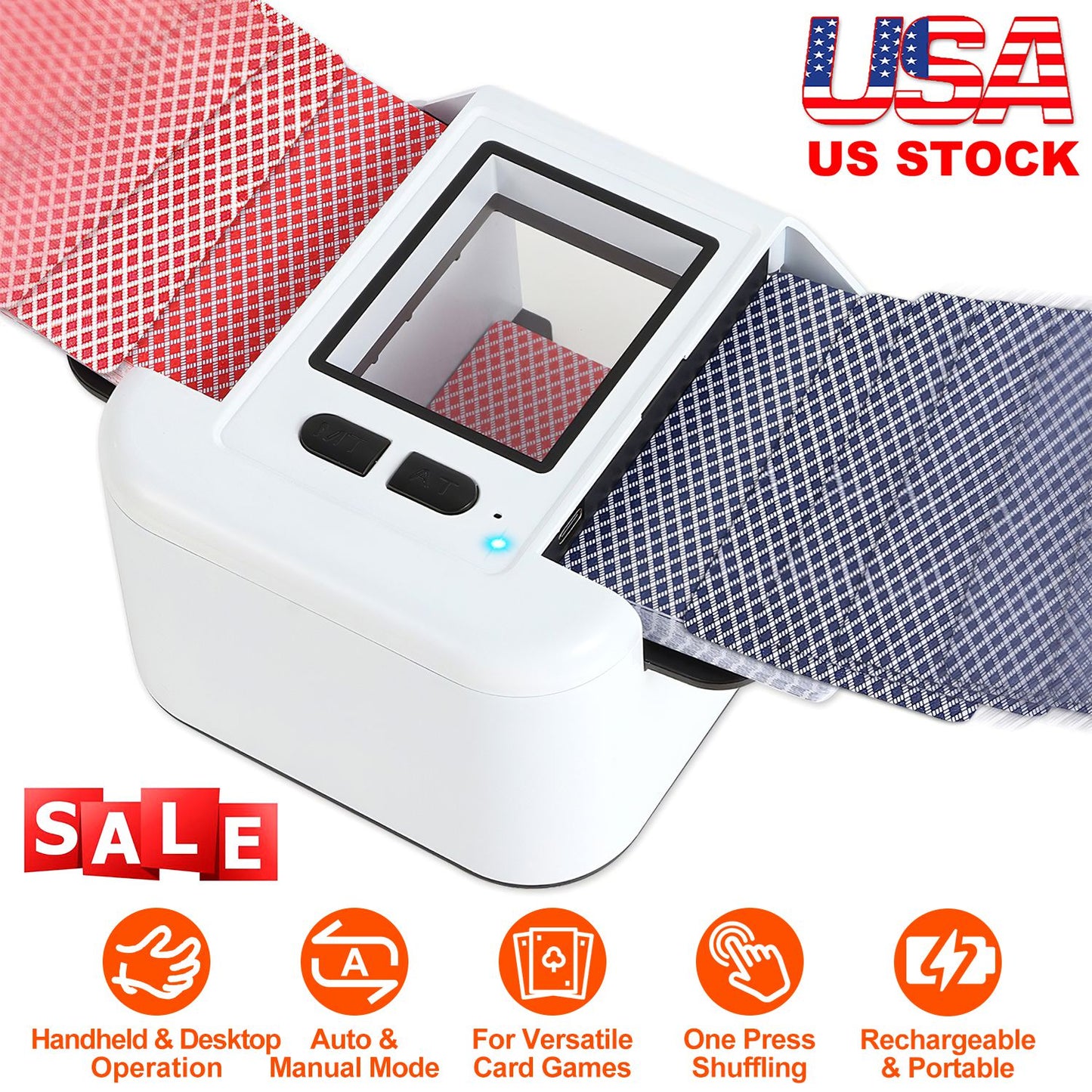 Automatic Card Shuffler 2 Deck Rechargeable Electric