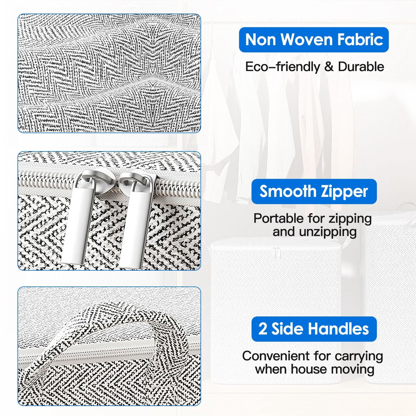 Foldable Storage Bags 4-Pack with Handles & Lids (30L-220L)
