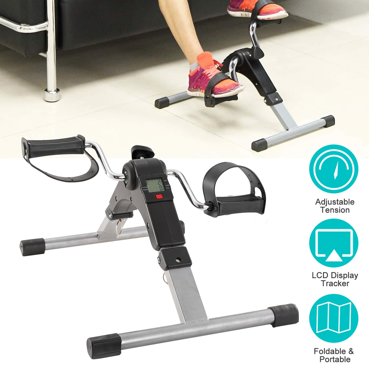 Mini Pedal Exerciser with LCD Display - Foldable