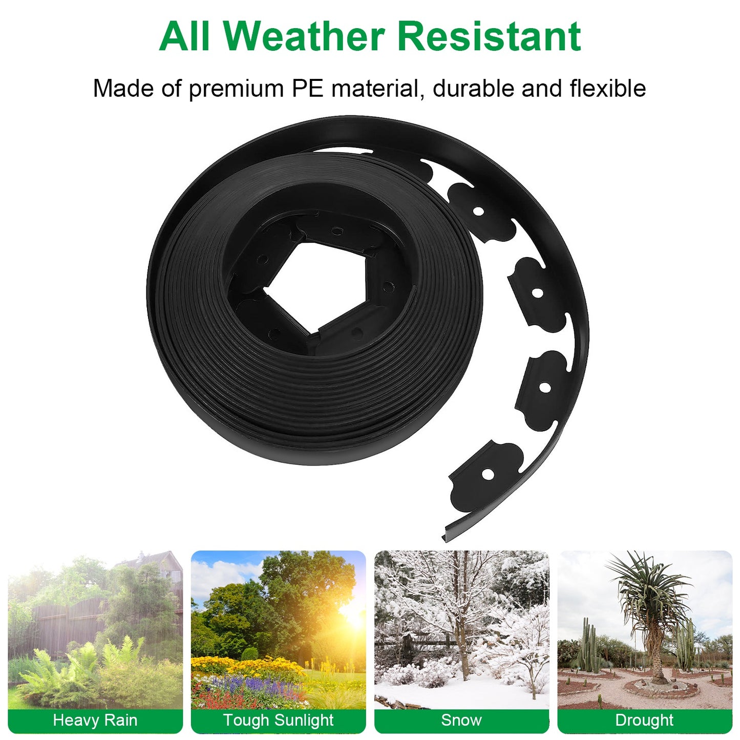 Plastic Garden Edging Kit 100FT with 90 Spikes No-Dig Border