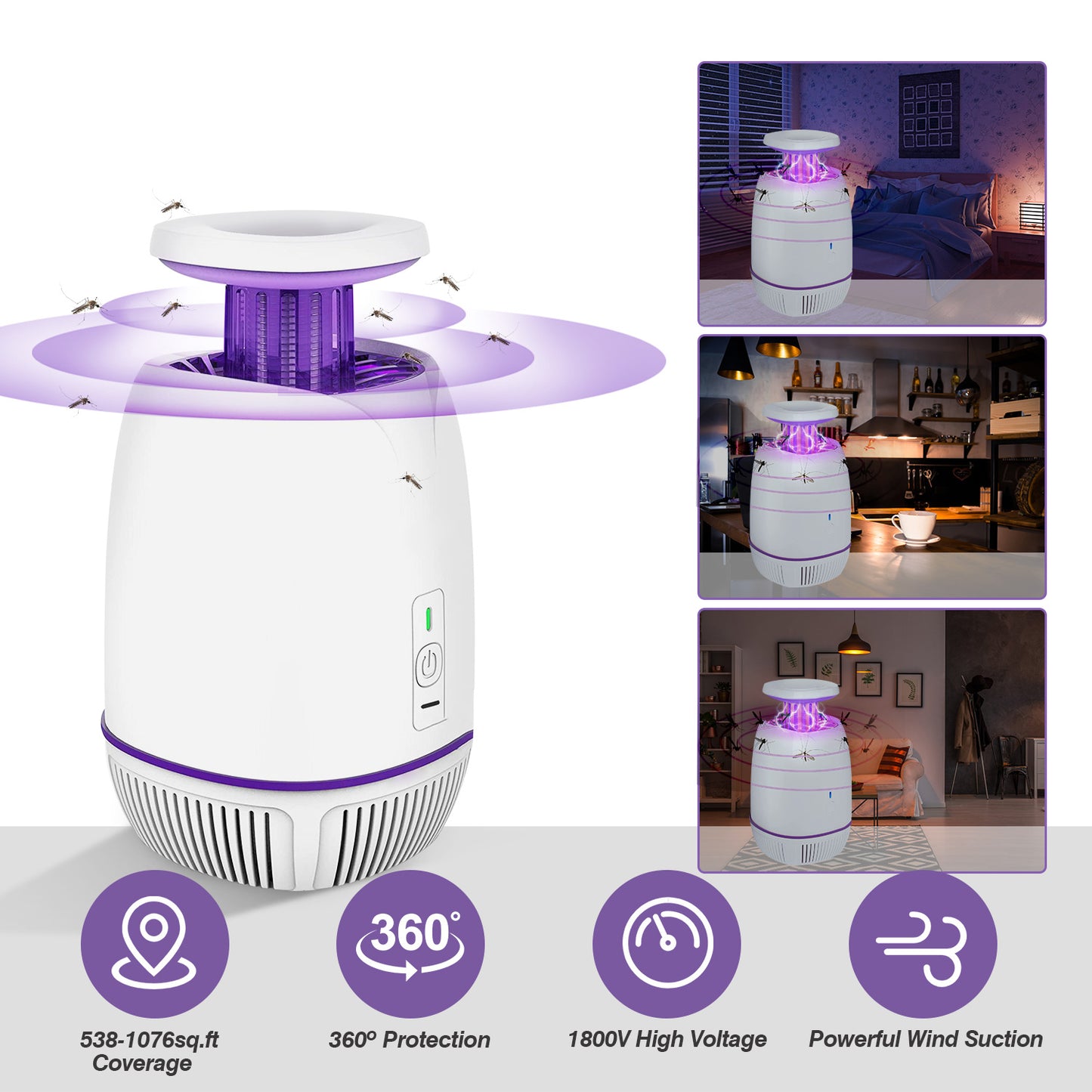 Electric Mosquito Zapper with 1076 Sq Ft Coverage