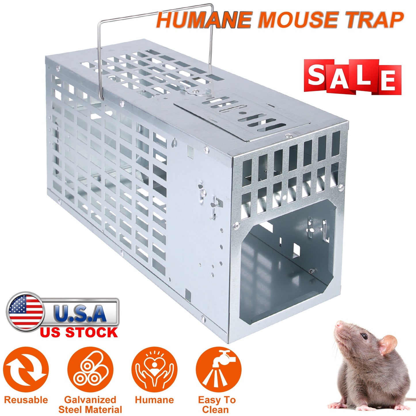 Humane Live Mouse Trap - Reusable Metal Cage with Dual Doors