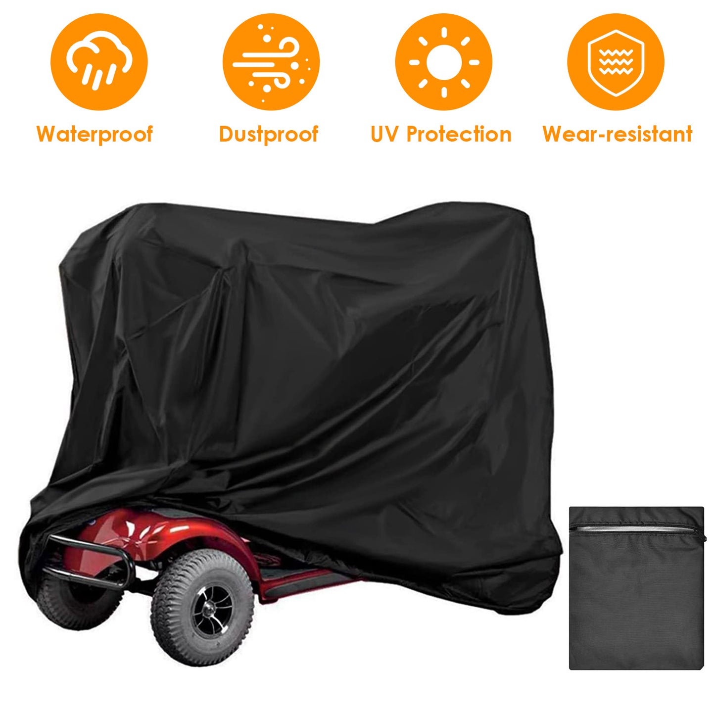 Waterproof Mobility Scooter Cover with Storage Bag 74.8"