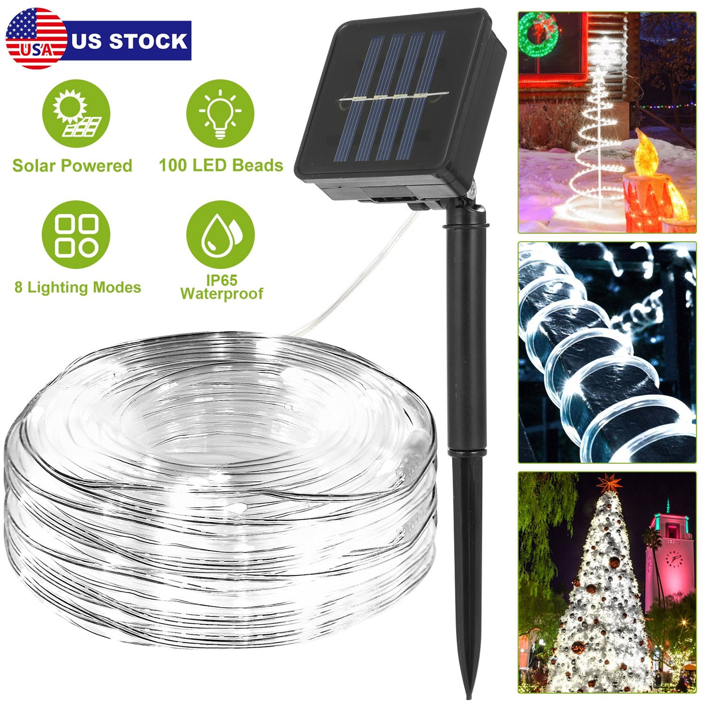 Solar String Lights Outdoor 100 LED 39ft Waterproof Decorative