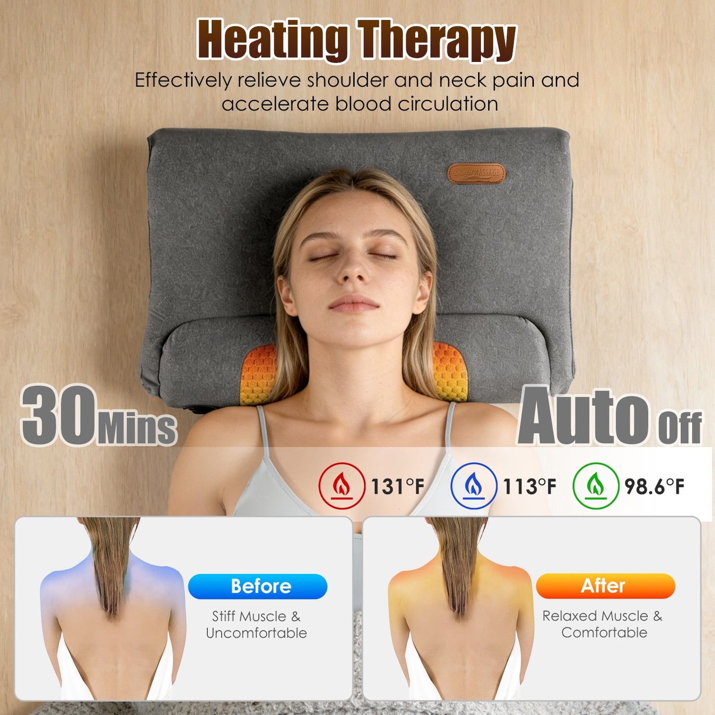 Neck Massager Pillow with Heat & Vibration Memory Foam