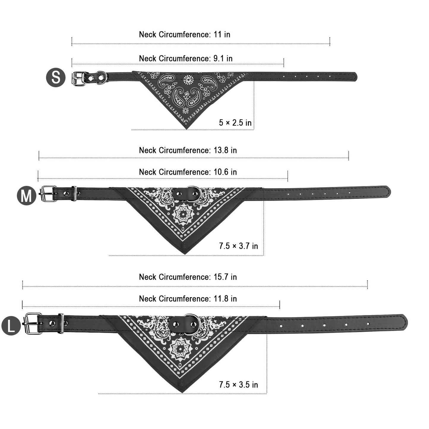 Dog Bandana Collar with Adjustable Leather Strap