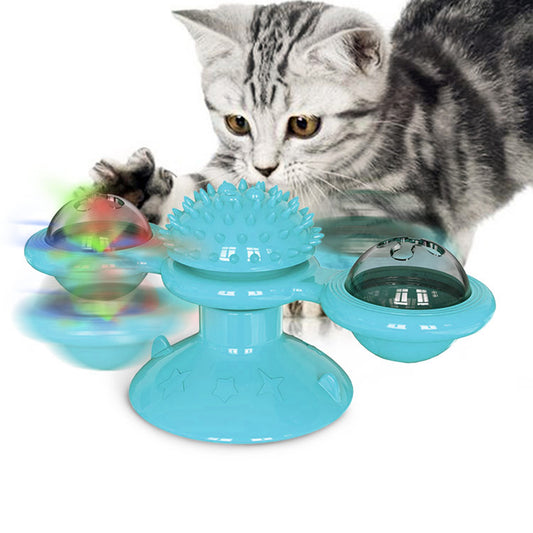Windmill Cat Toy with Catnip Ball and LED Light