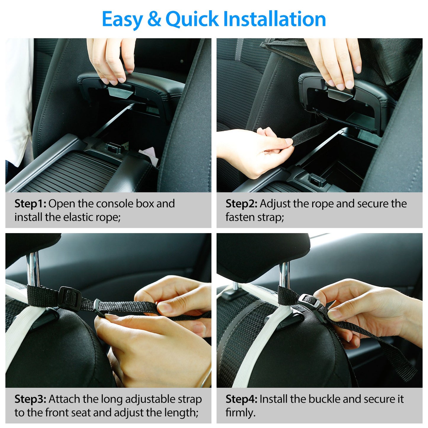 Car Seat Net Organizer with Pet Barrier and Storage Pockets