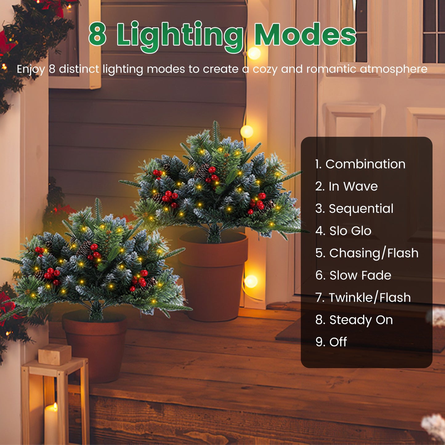 LED Christmas Tree Urn Filler with Lights and Timer - 2 Pack