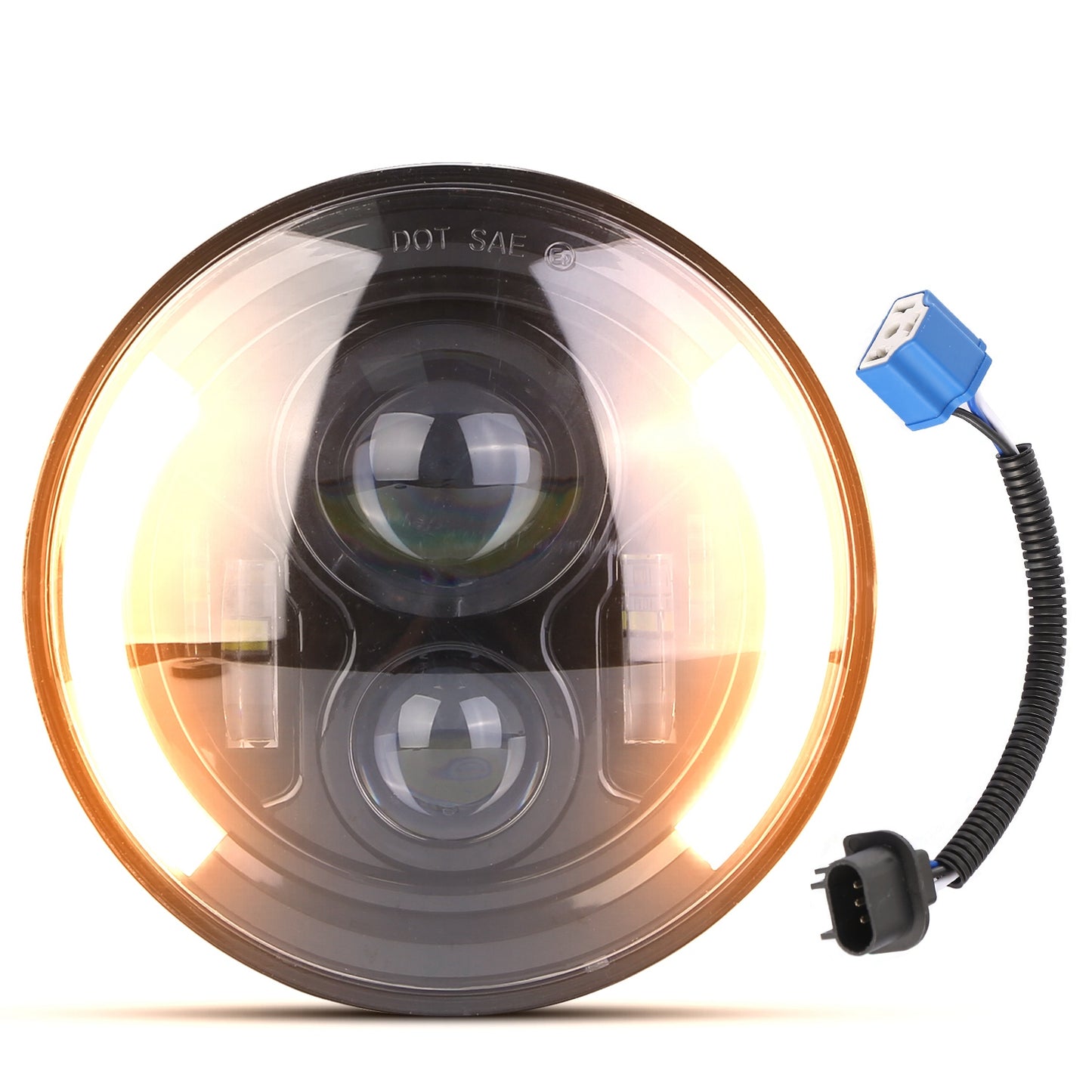 7 Inch Round LED Headlight with Halo DRL & Turn Signal