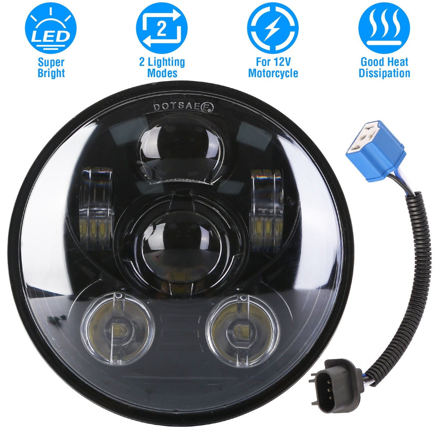 5.75 Inch LED Motorcycle Headlight with High/Low Beam