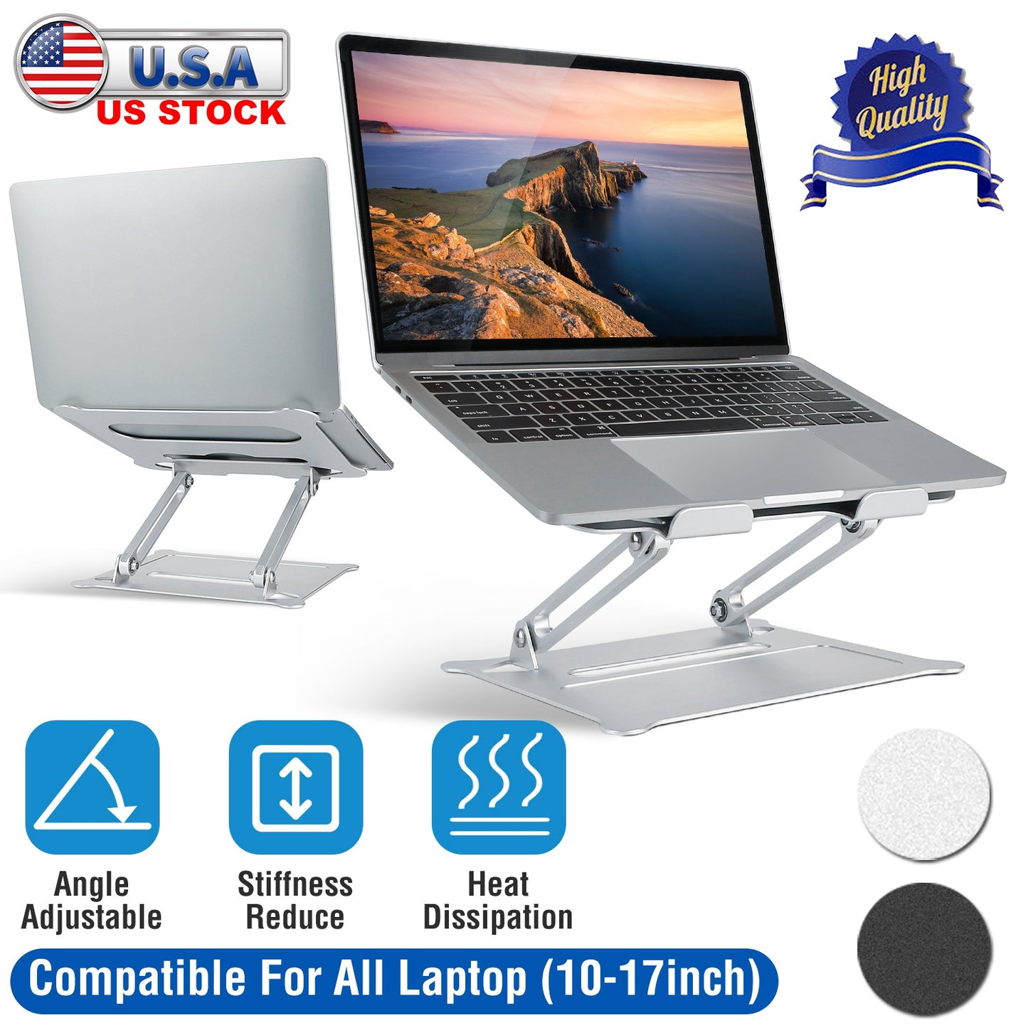 Adjustable Aluminum Laptop Stand for 10-17 Inch Notebooks