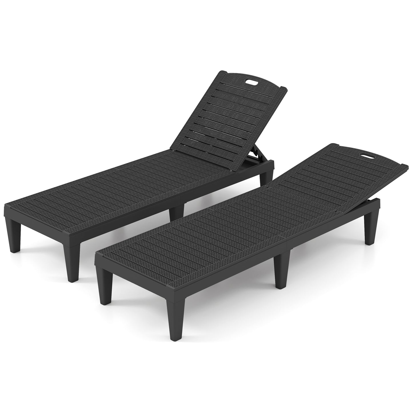 Adjustable Outdoor Chaise Lounge Chairs Set of 2 - 350 lbs