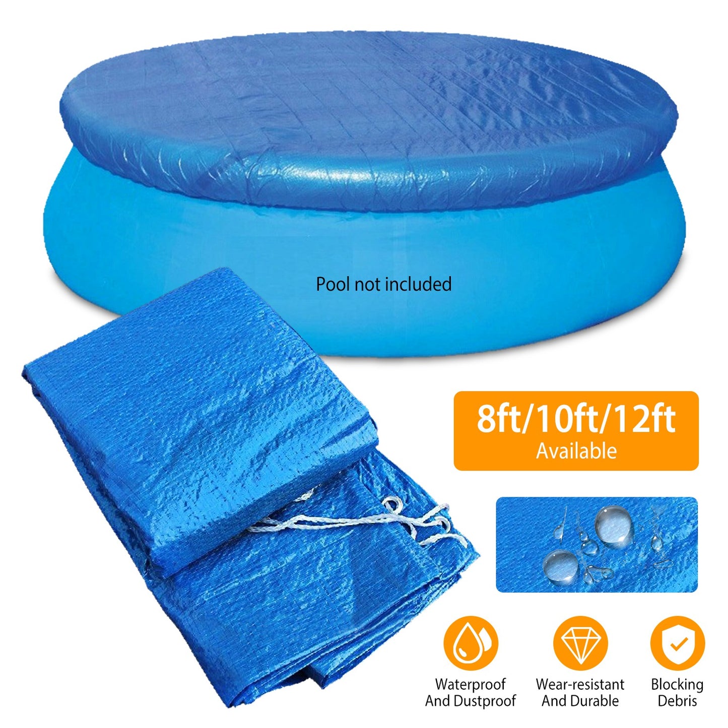 Round Pool Cover 10ft Waterproof Dustproof Protector