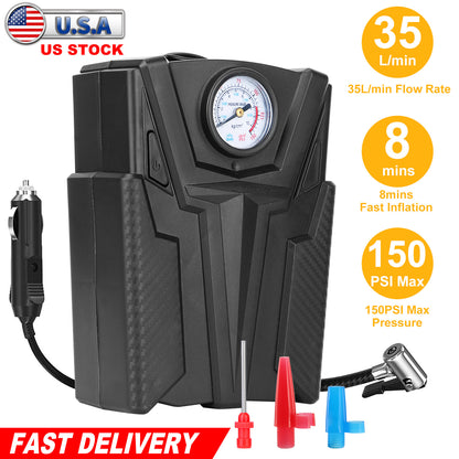 Portable Car Tire Air Compressor with Pointer Gauge 12V DC