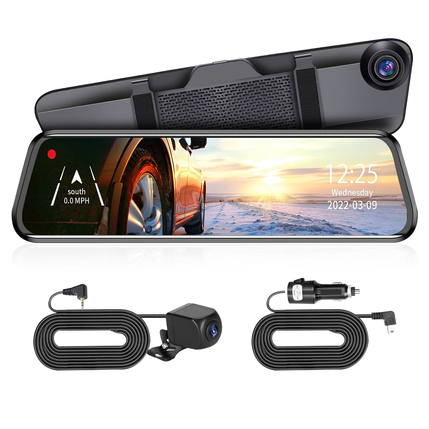 12-Inch Dual Lens Dash Cam with 4K Front & Rear Camera