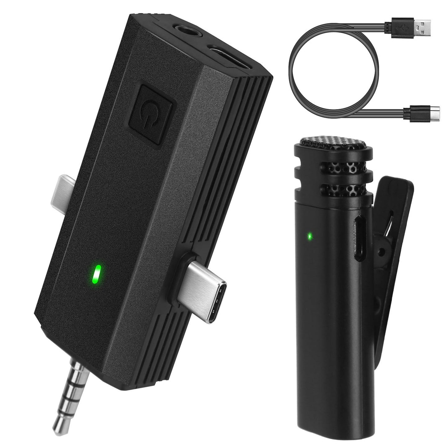 Wireless Clip-On Microphone with 3-in-1 Receiver