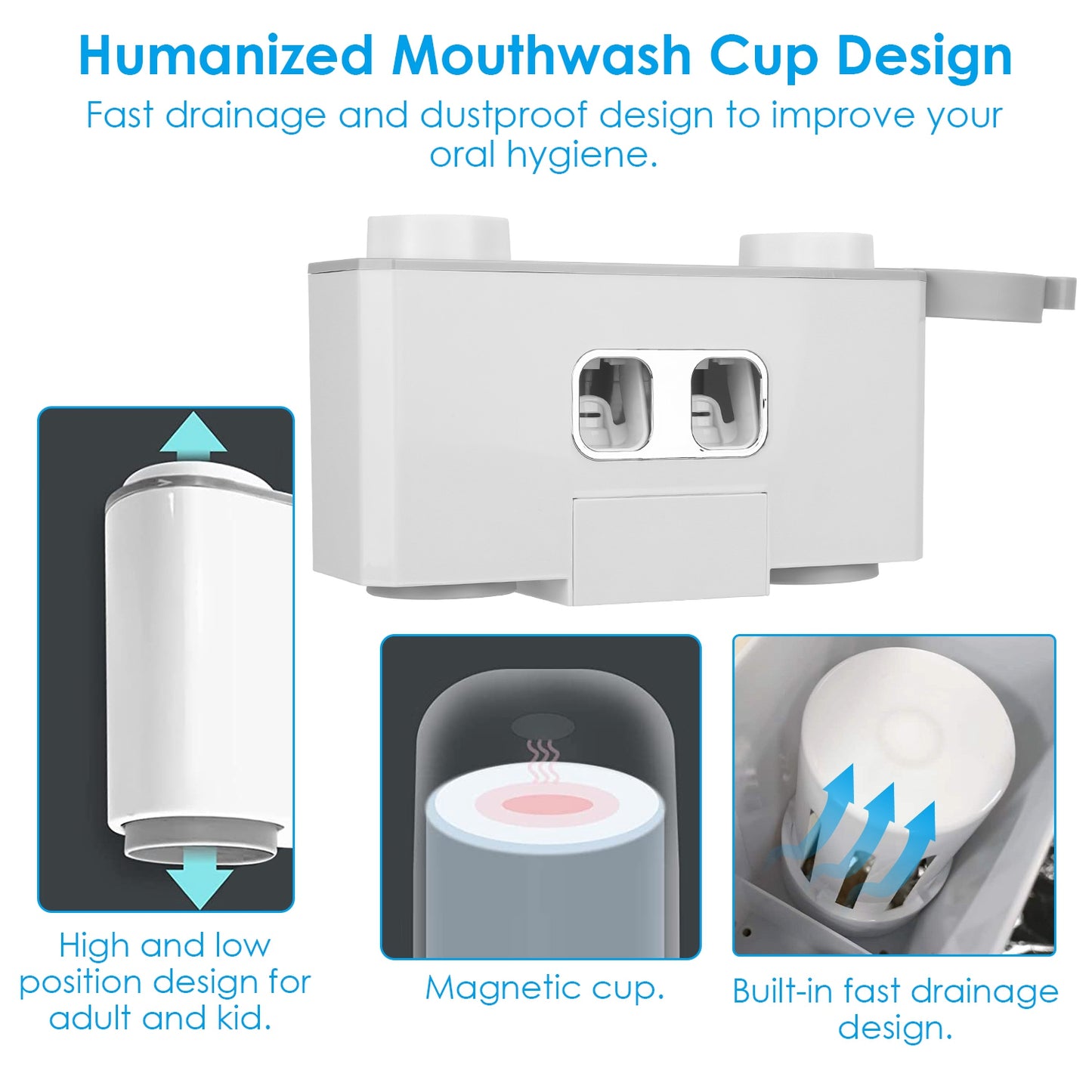 Wall Mount Toothbrush Holder with Automatic Toothpaste Dispenser
