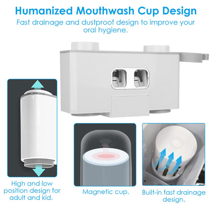 Wall Mount Toothbrush Holder with Automatic Toothpaste Dispenser