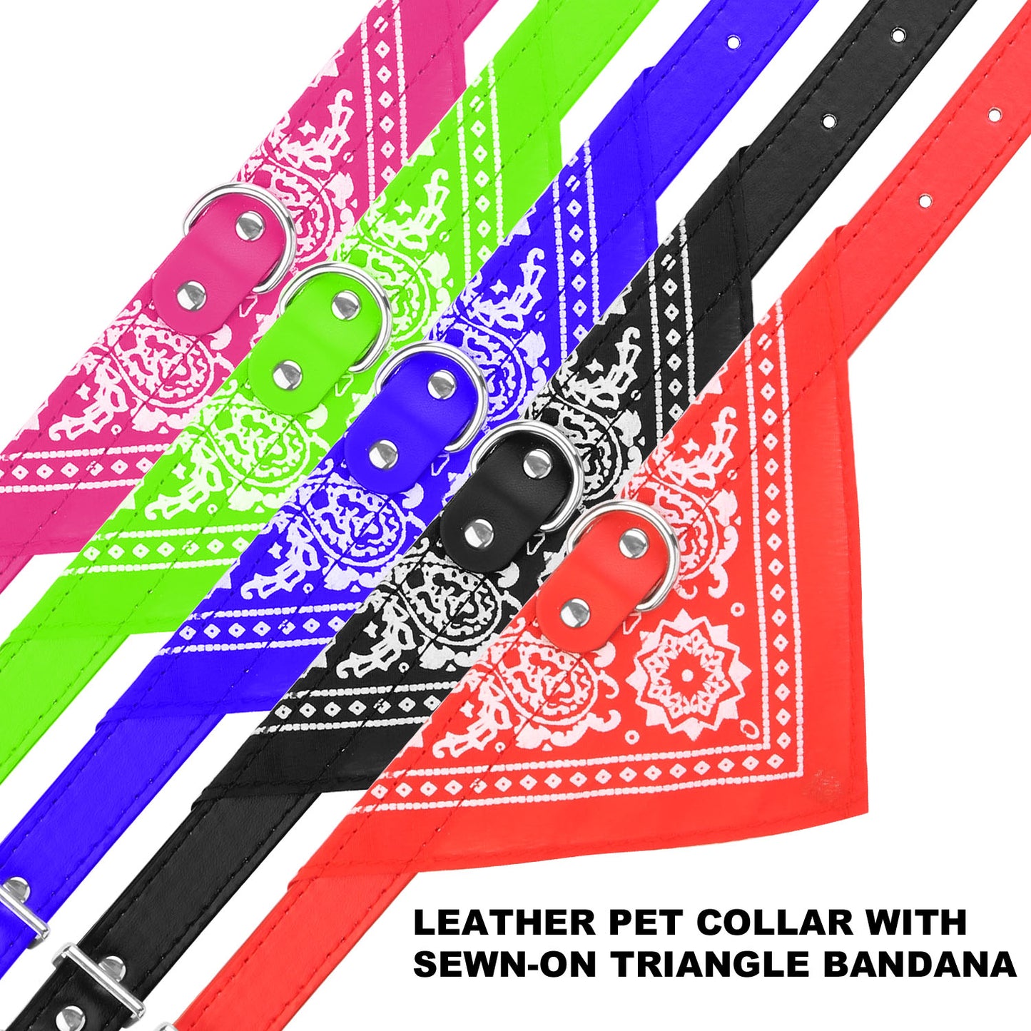 Dog Bandana Collar with Adjustable Leather Strap