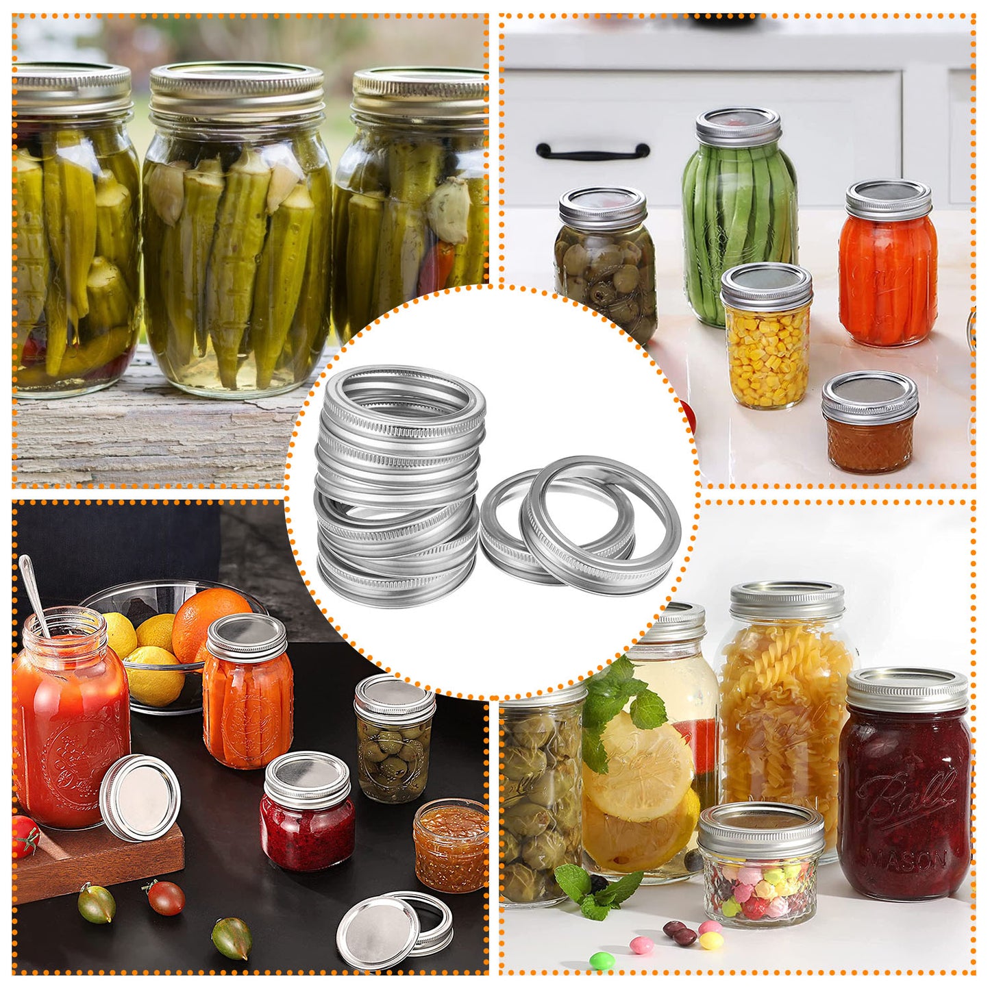 Regular Mouth Canning Jar Metal Rings 24 Pack Split-Type Bands