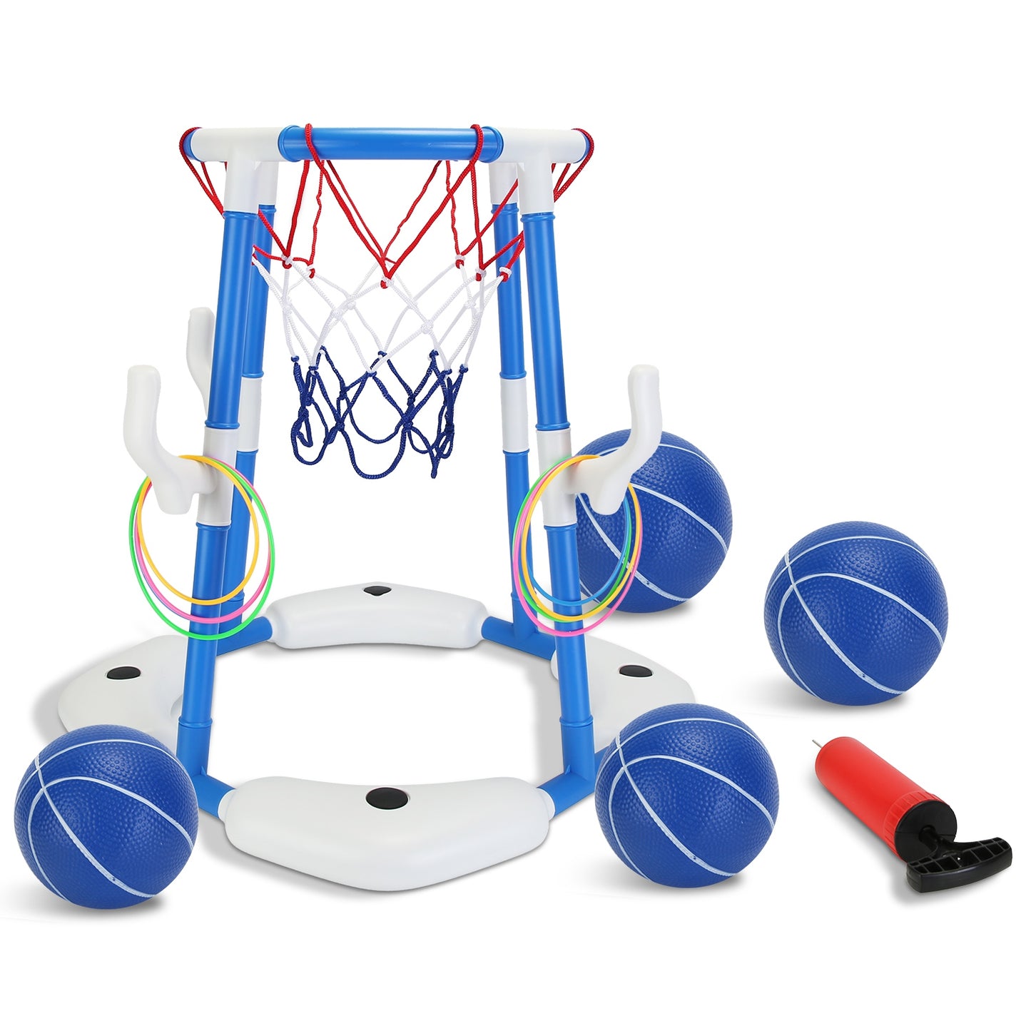 Pool Basketball Hoop Set with 4 Balls & Pump for Kids