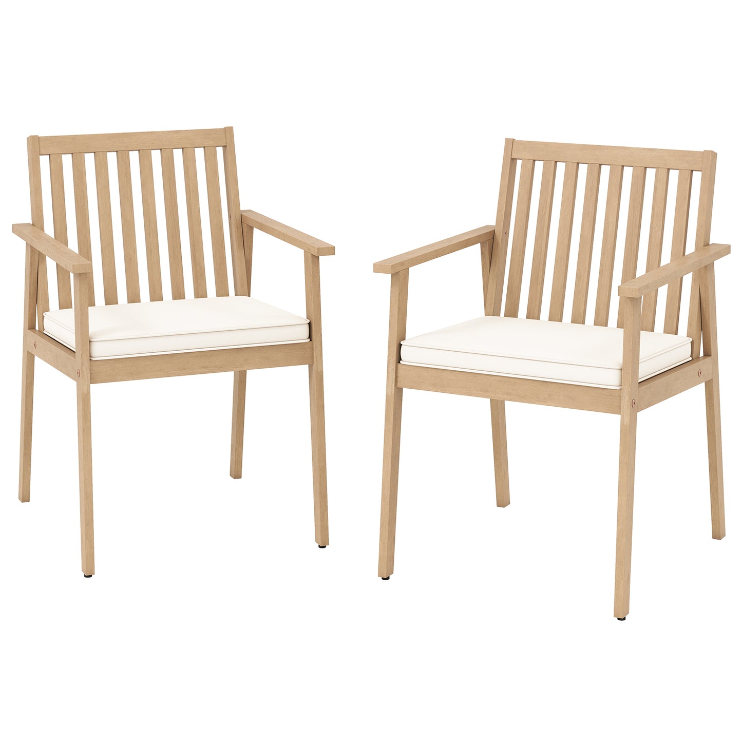 Acacia Wood Patio Dining Chairs with Removable Cushions (Set of 2)
