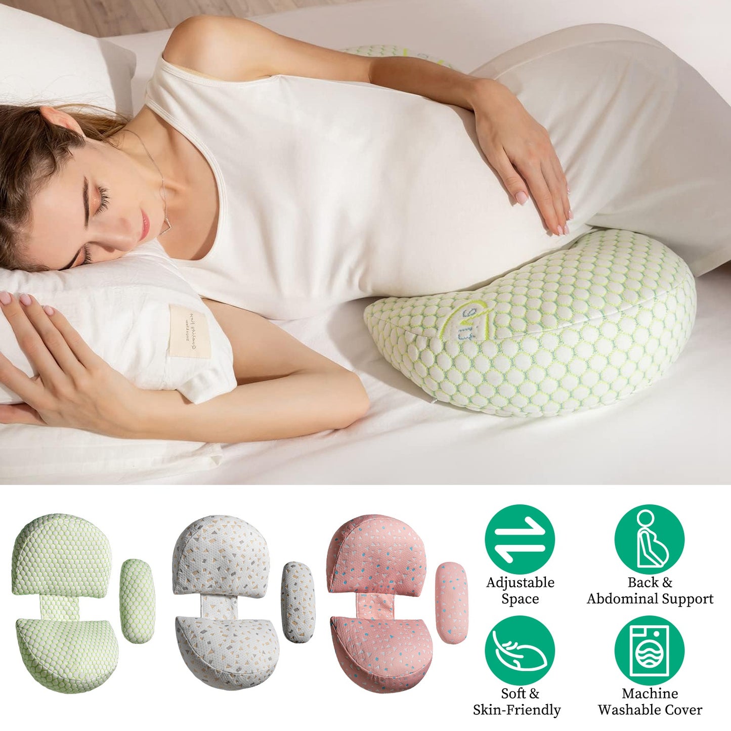 Adjustable Maternity Wedge Pillow with Detachable Cover