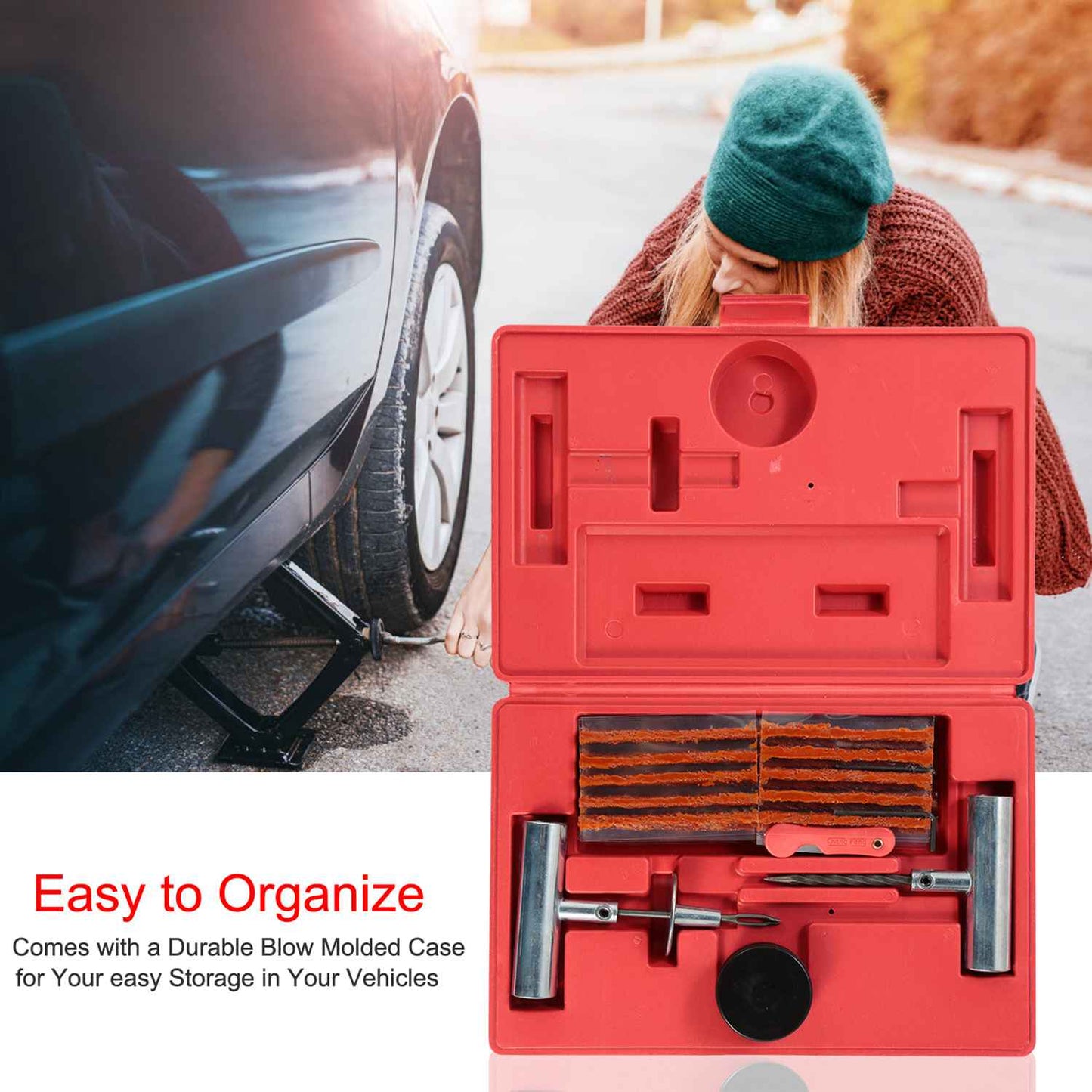 57-Piece Tire Repair Kit for Cars and Trucks