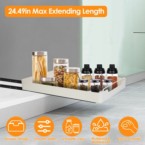 Pull Out Cabinet Organizer with Adhesive Slides - 11.93"W