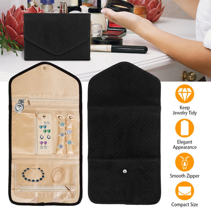 Travel Jewelry Organizer Case - Foldable Roll Storage Bag