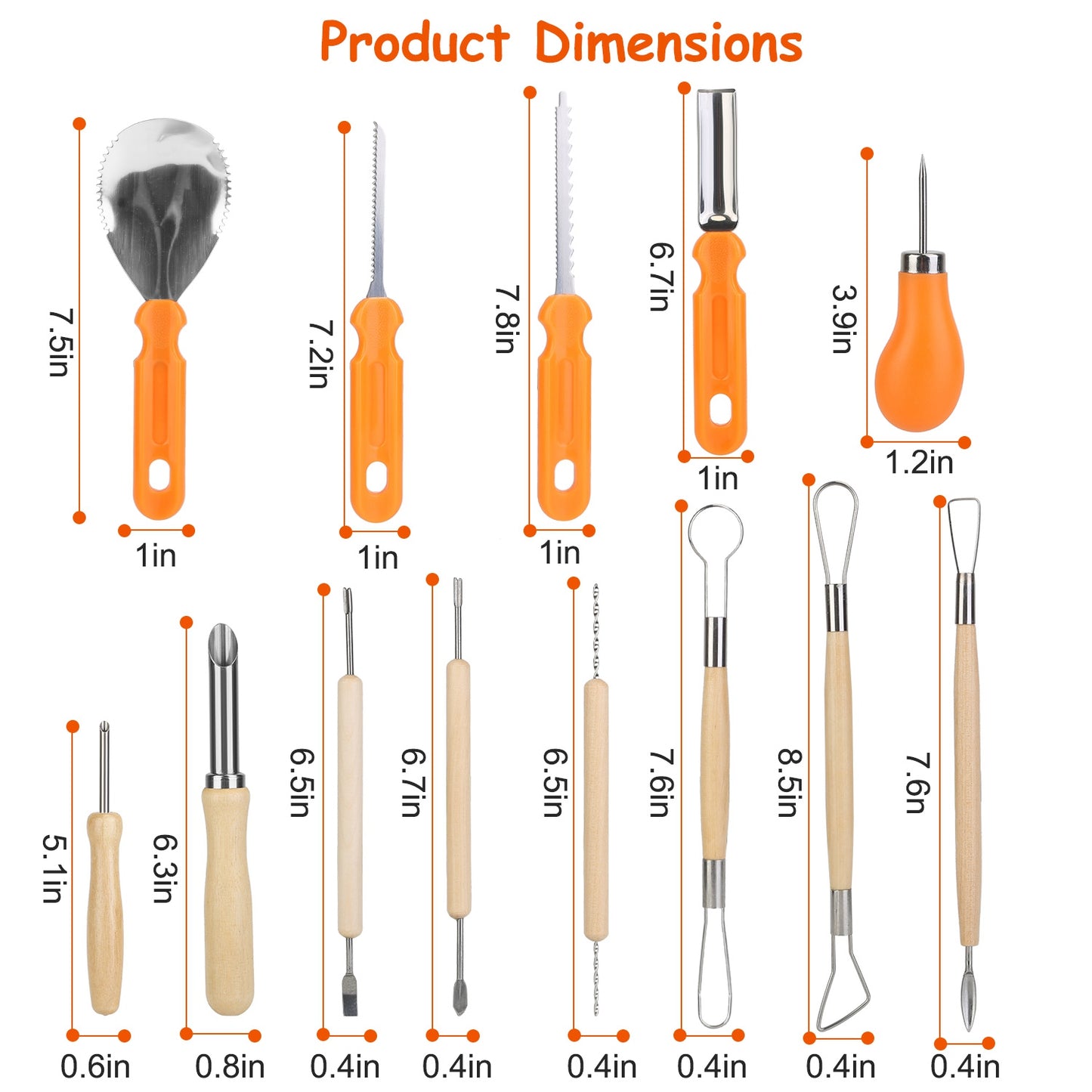 Pumpkin Carving Kit - 13 Piece Stainless Steel Tool Set