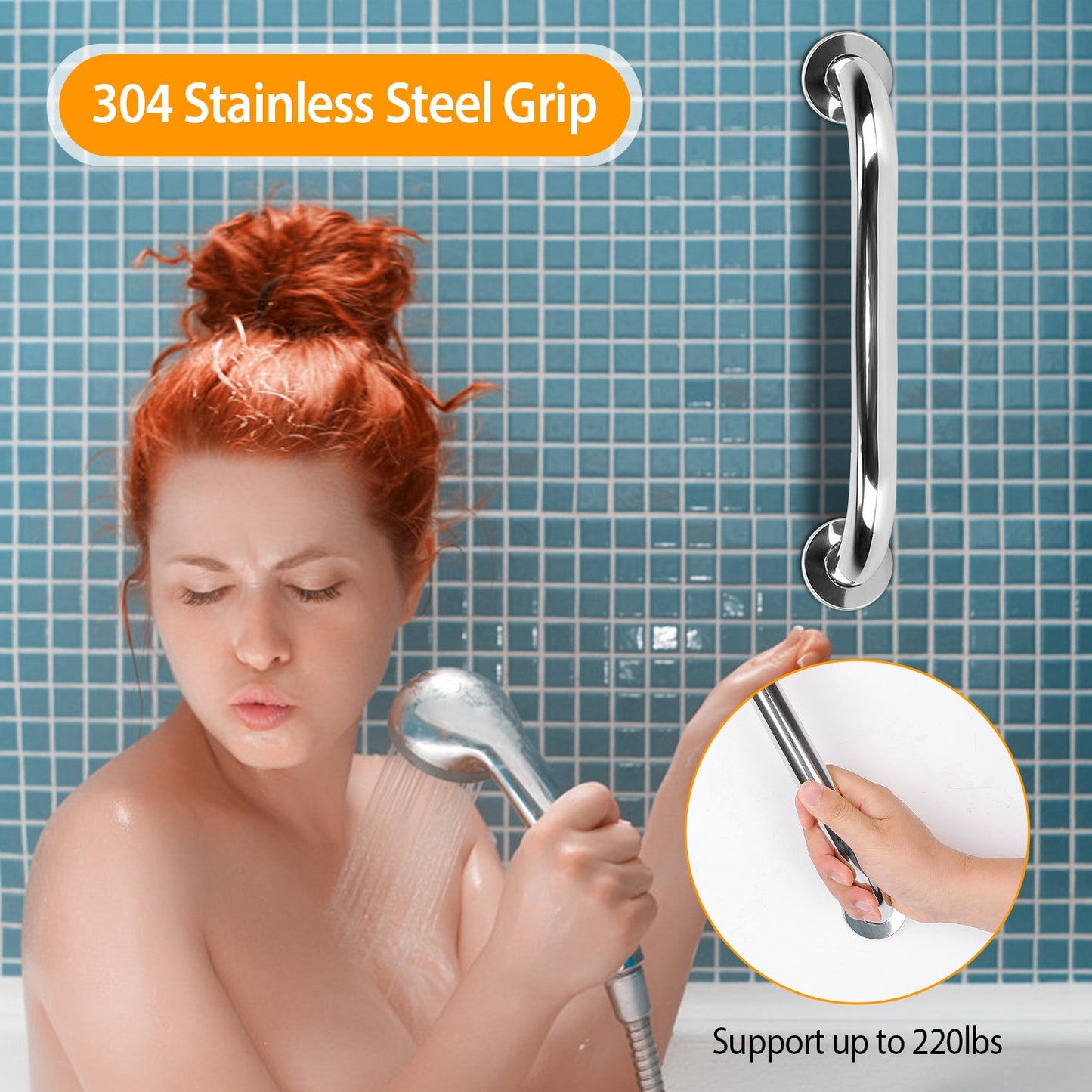 Stainless Steel Grab Bar 11.8in Safety Handle for Bathroom