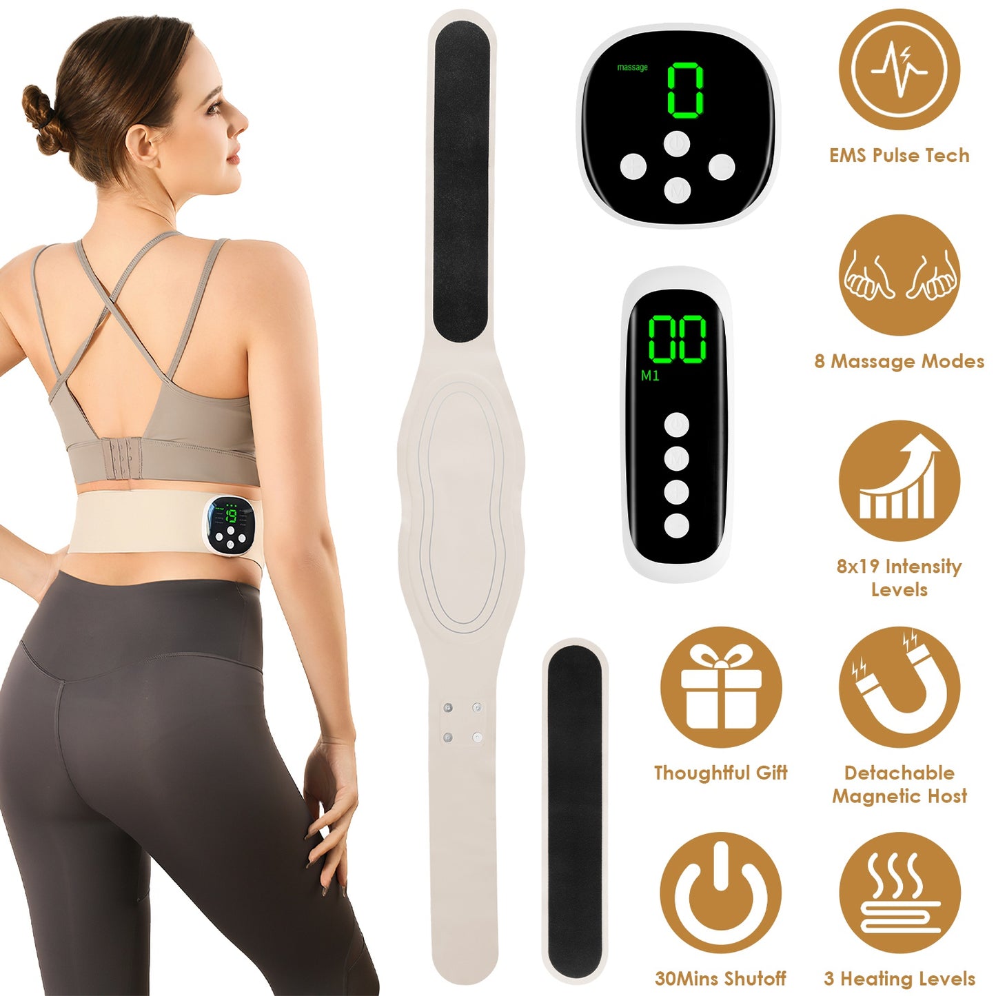 EMS Lower Back Massager Heating Pad with Remote Control
