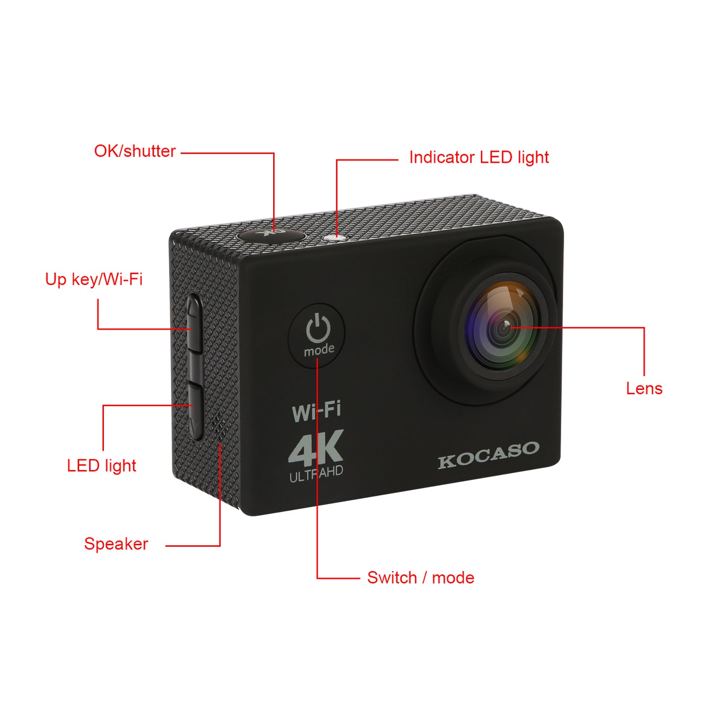 4K Action Camera with 170° Wide Angle Lens and WiFi