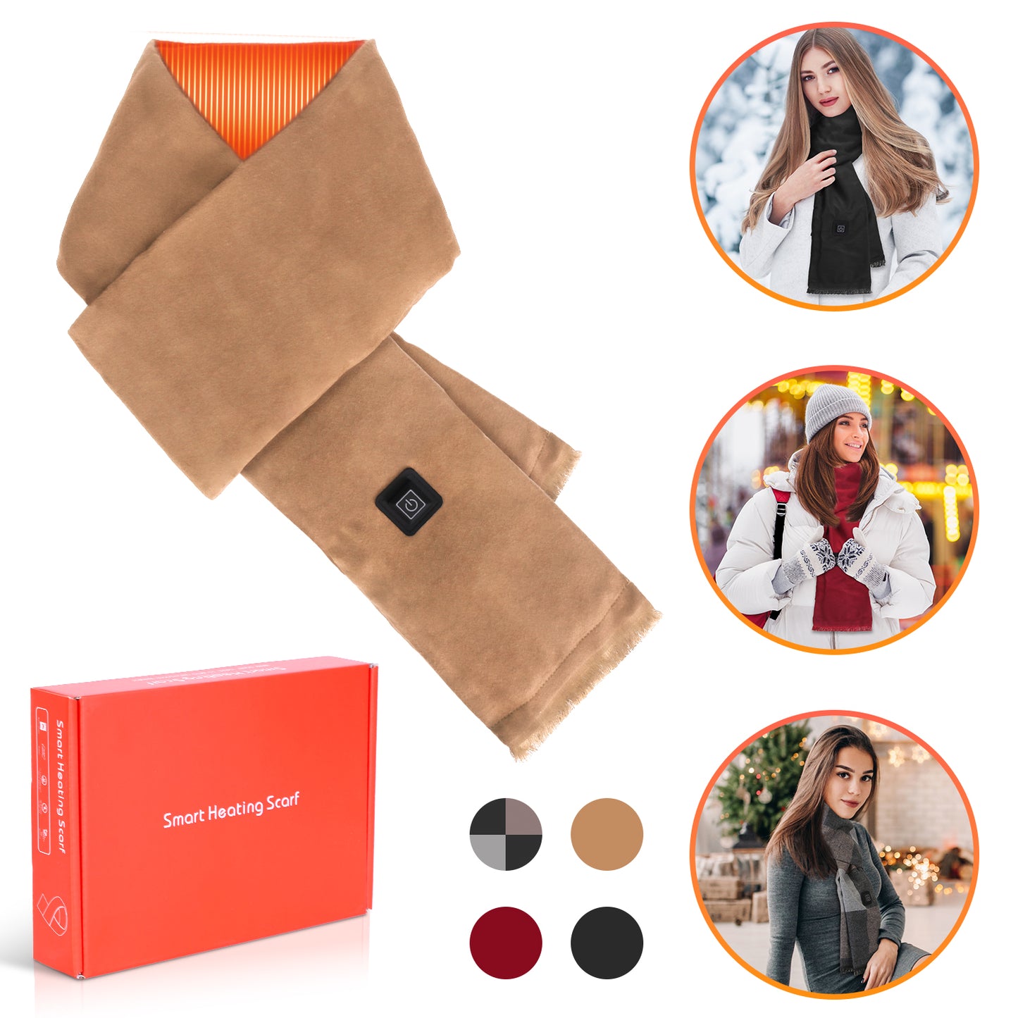 USB Heated Winter Scarf with 3 Temperature Settings