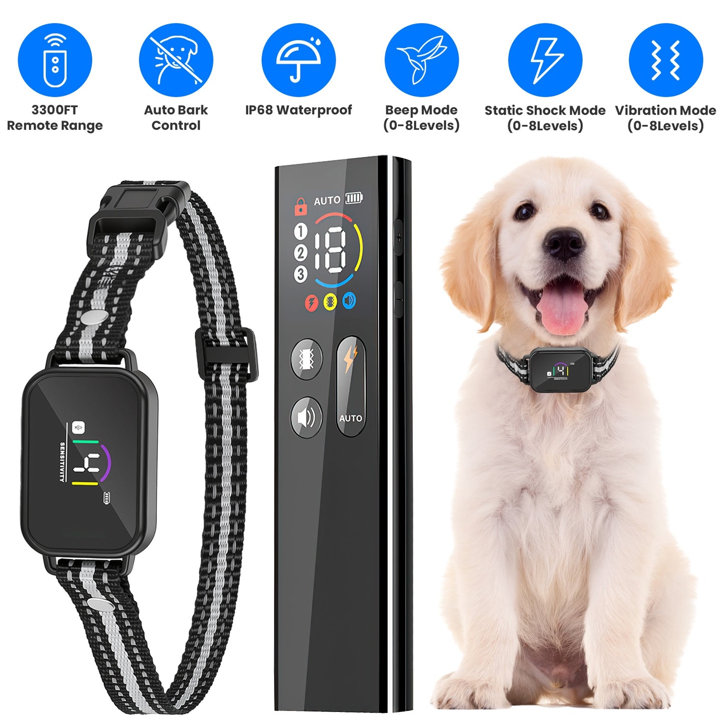 Dog Training Collar with Remote and Bark Control