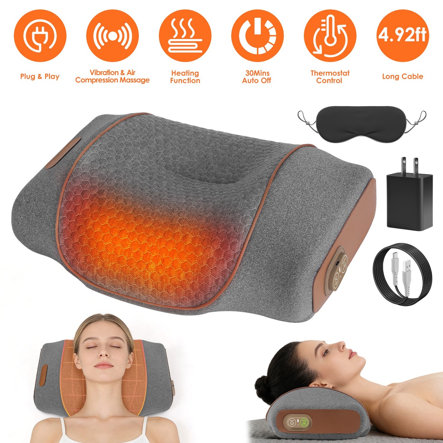 Neck Massager Pillow with Heat, Vibration & Air Compression