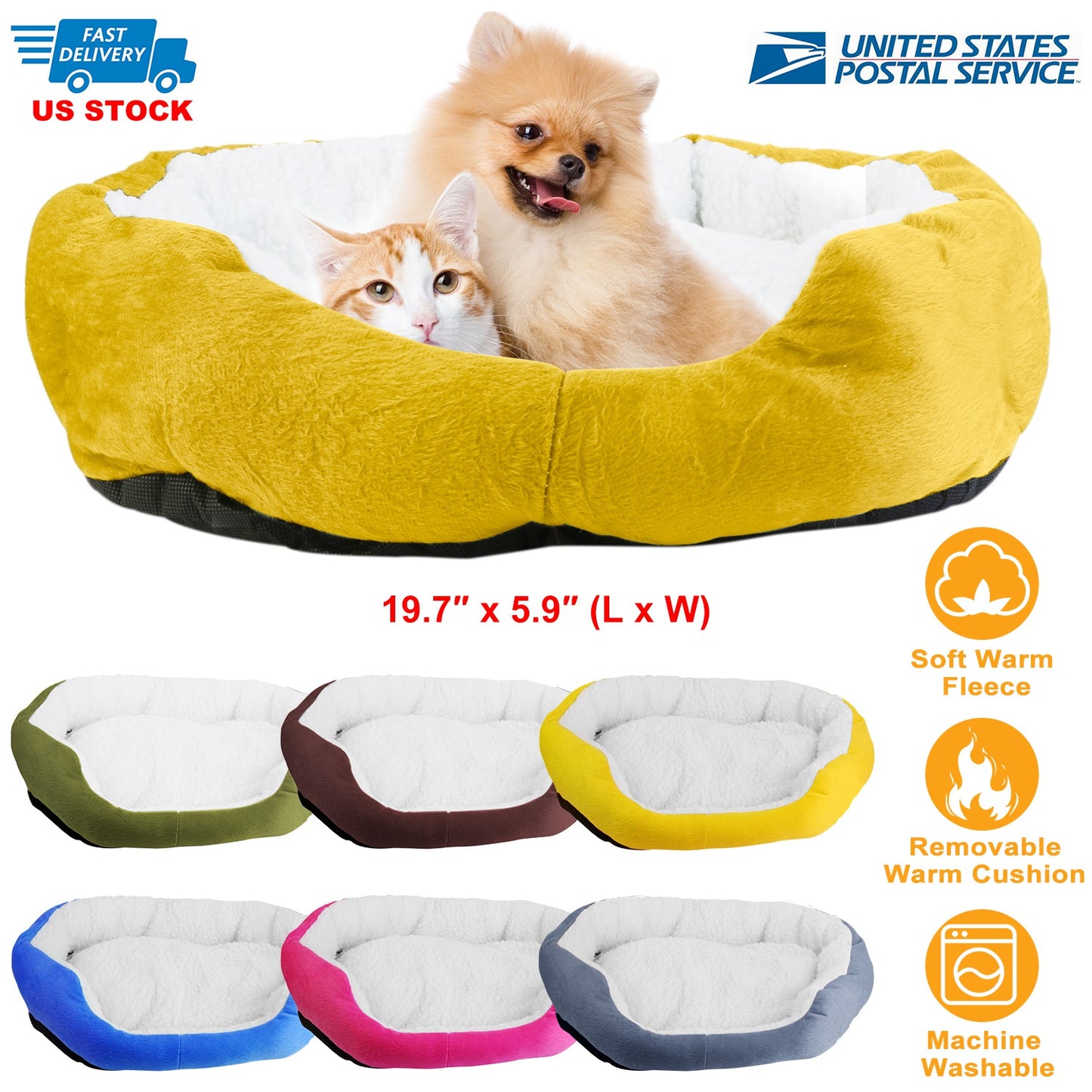 Soft Fleece Dog Bed with Reversible Cushion for Small Pets